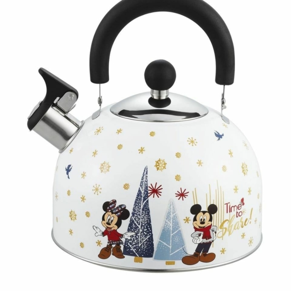Disney Mickey And Minnie Christmas Stainless Steel Whistling Tea Kettle 2.5 L